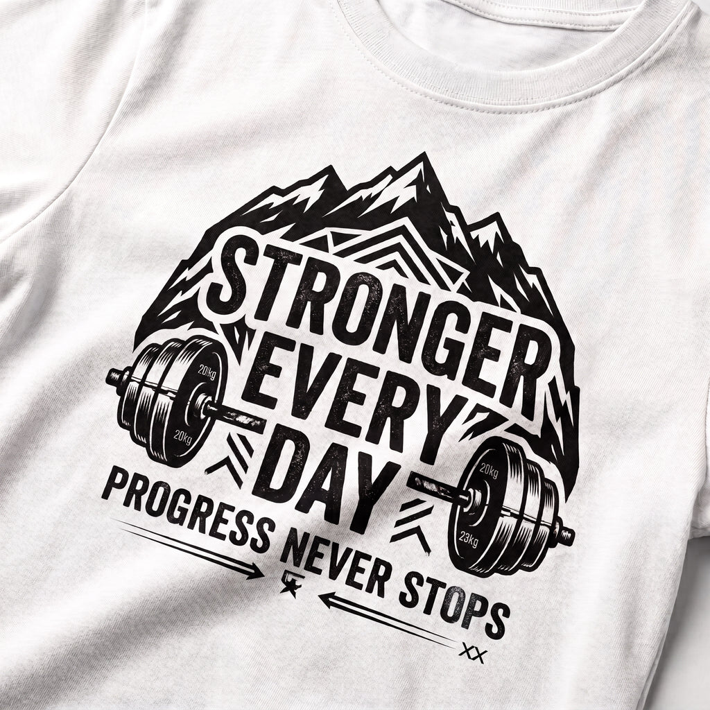 STRONGER EVERY DAY Regular Fit Gym T-Shirt for Men - White