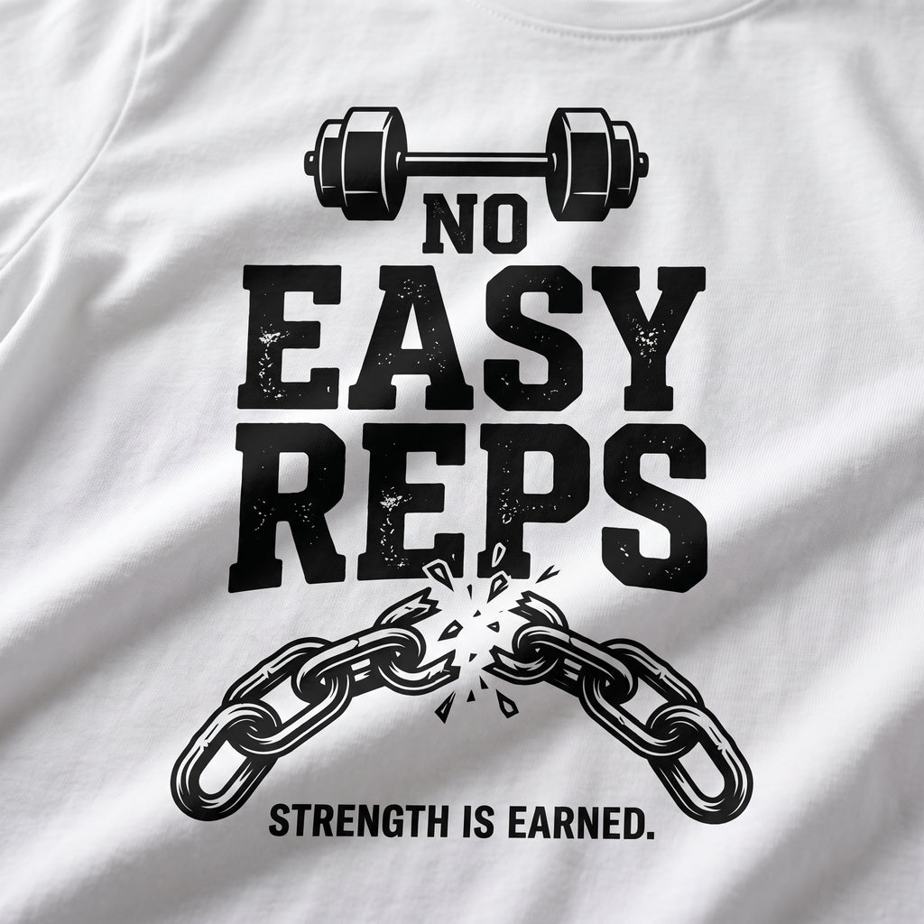 NO EASY REPS Regular Fit Gym T-Shirt for Men - White