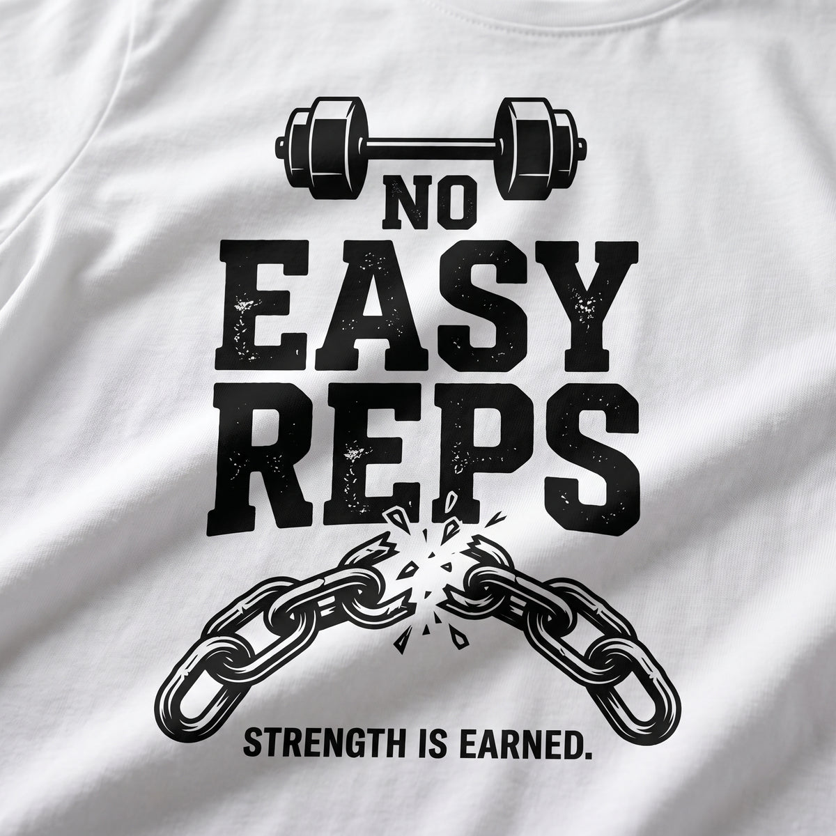 NO EASY REPS Regular Fit Gym T-Shirt for Men - White