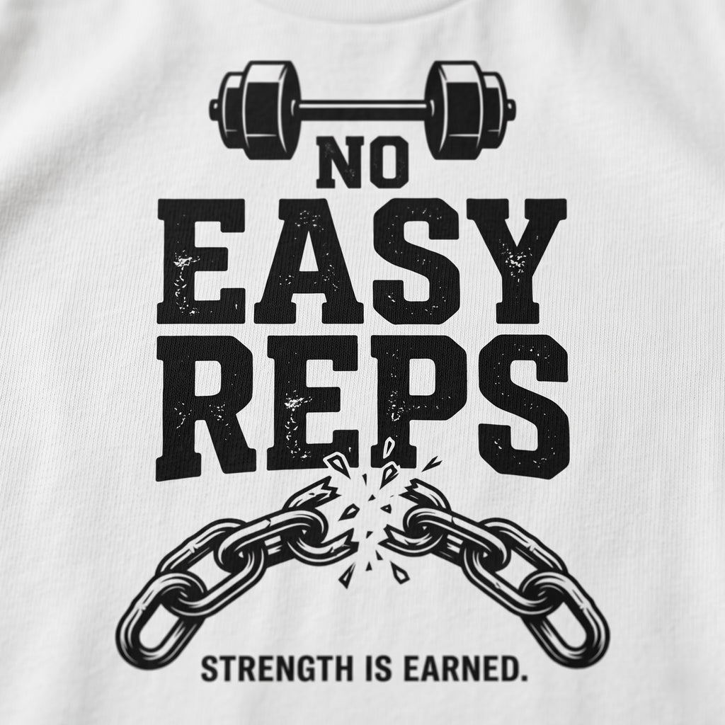 NO EASY REPS Oversized Gym T-Shirt for Men - White