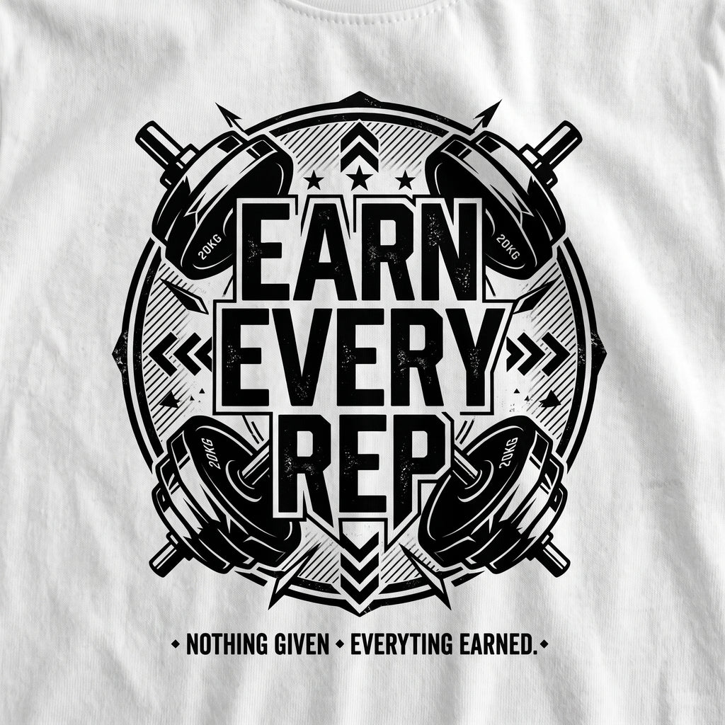 EARN EVERY REP Regular Fit Gym T-Shirt for Men - White