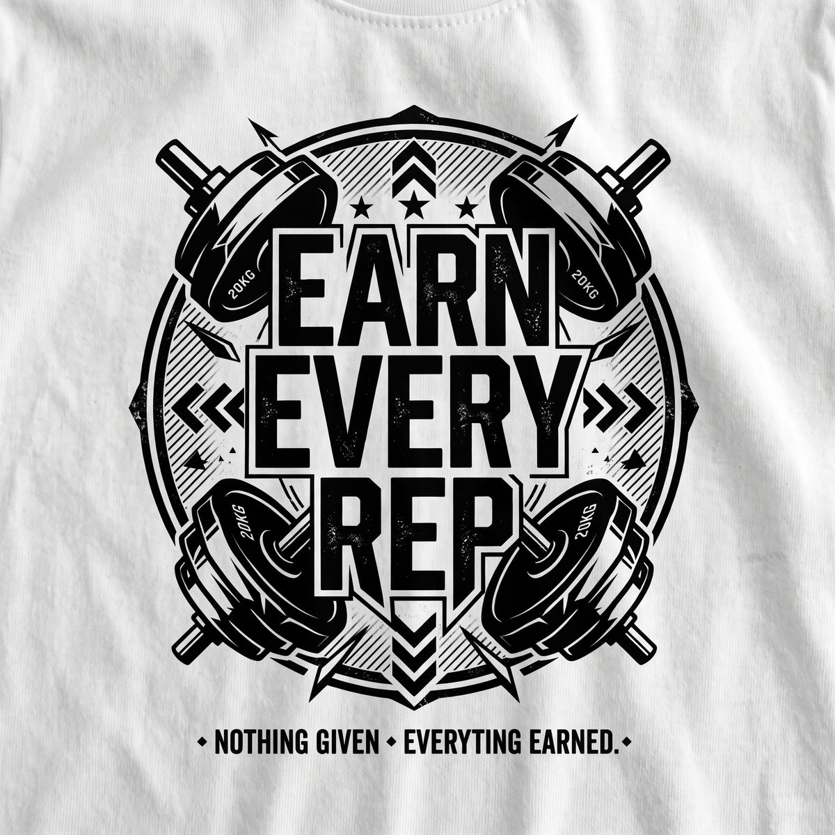 EARN EVERY REP Regular Fit Gym T-Shirt for Men - White