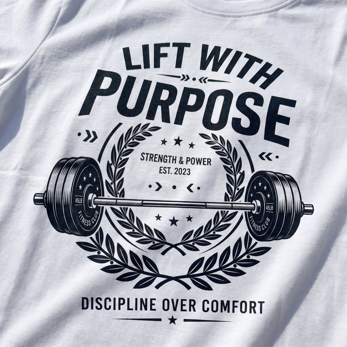 LIFT WITH PURPOSE Regular Fit Gym T-Shirt for Men - White
