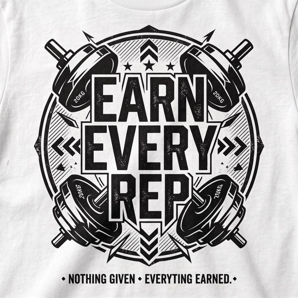 EARN EVERY REP Oversized Gym T-Shirt for Men - White