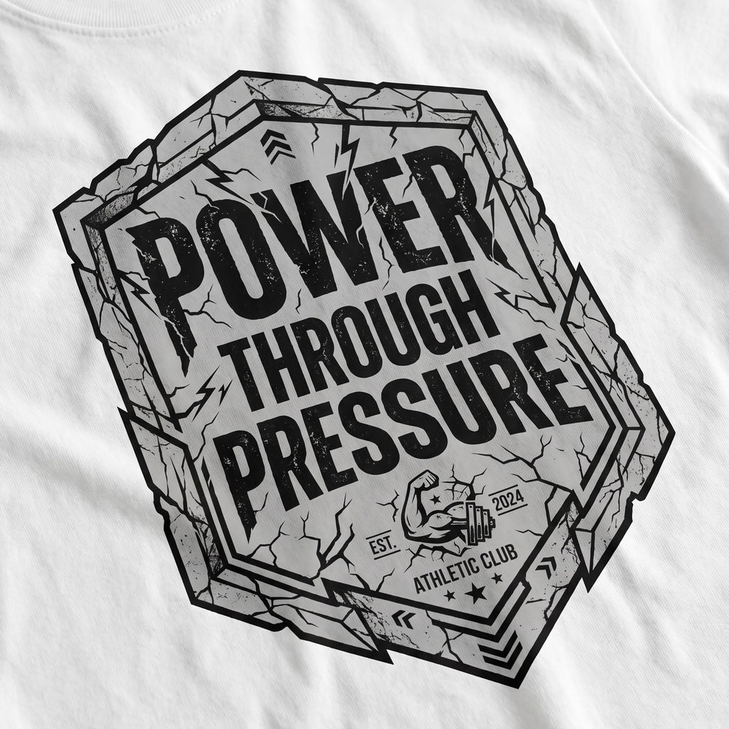 POWER THROUGH PRESSURE Oversized Gym T-Shirt for Men - White