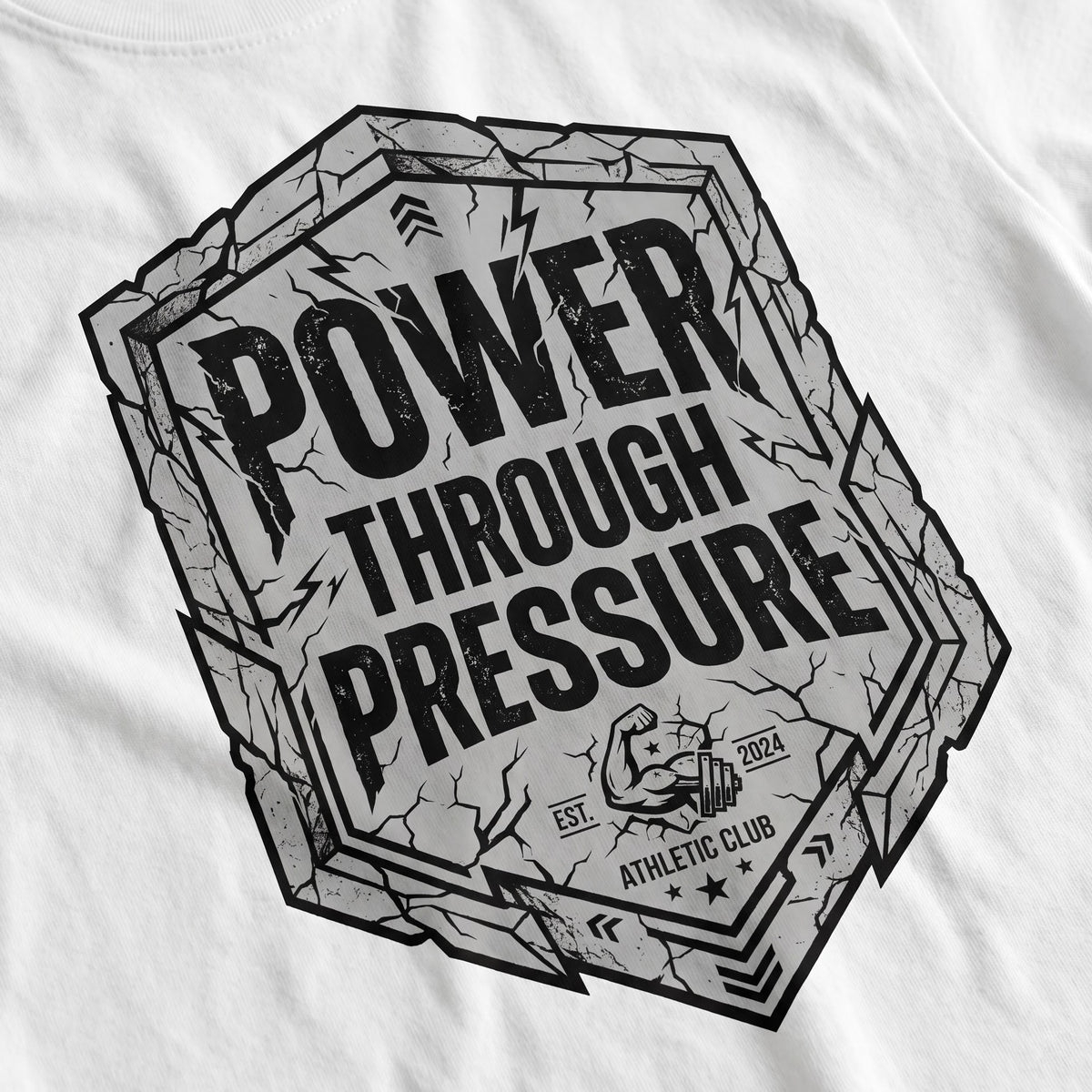 POWER THROUGH PRESSURE Oversized Gym T-Shirt for Men - White