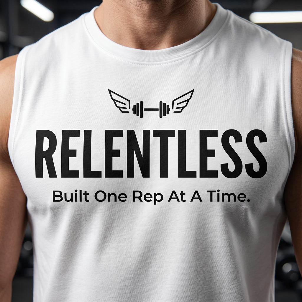 RELENTLESS Sleeveless T-Shirt for Men - White