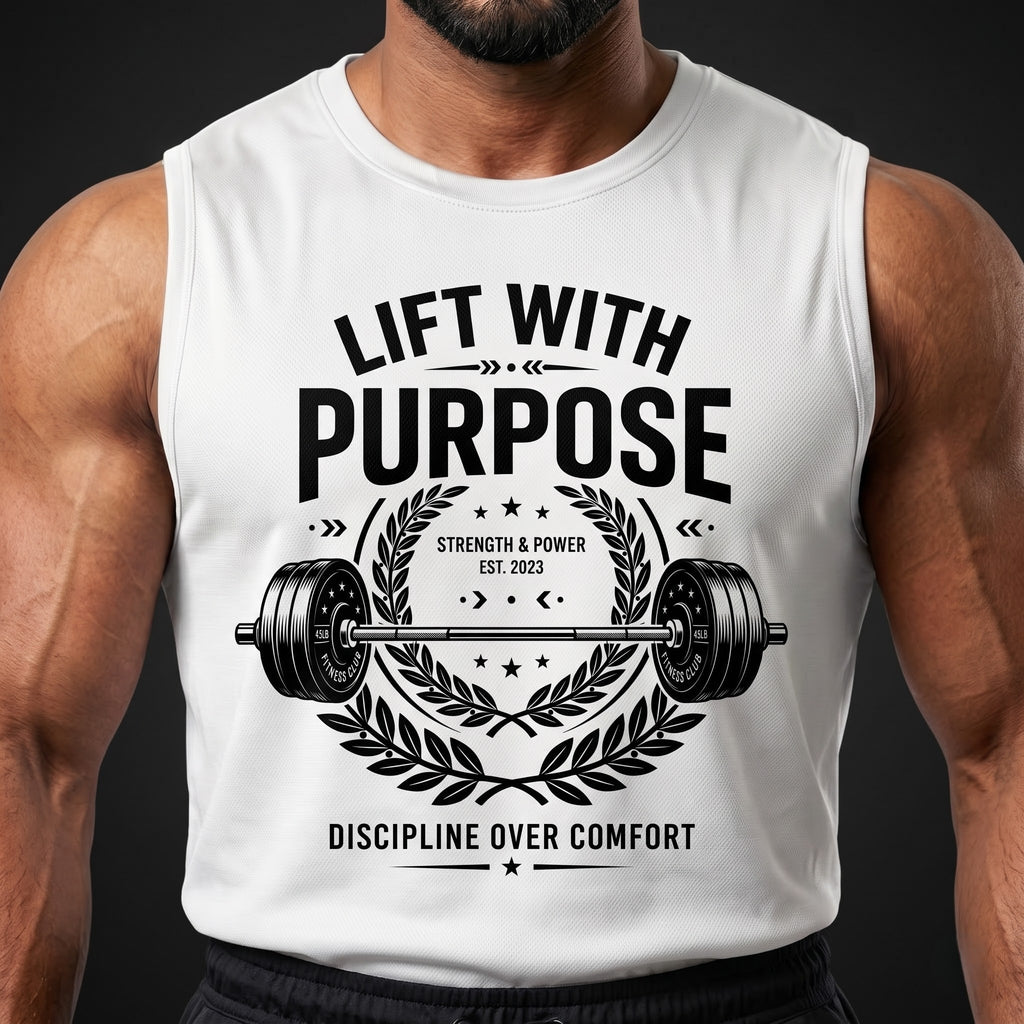 LIFT WITH PURPOSE Sleeveless T-Shirt for Men - White