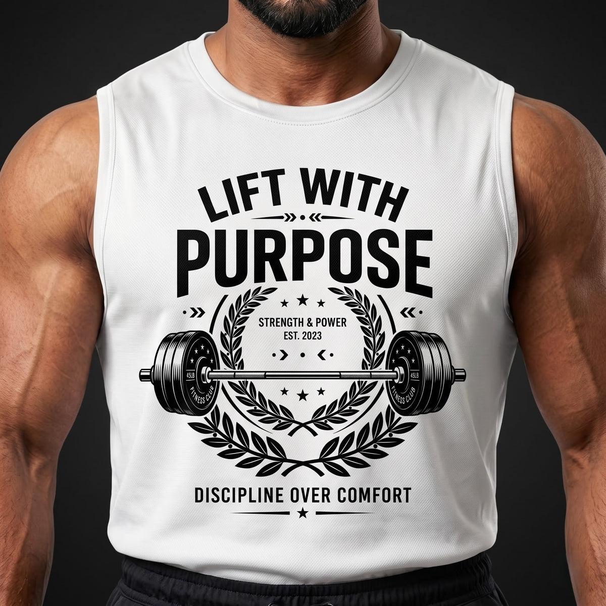 LIFT WITH PURPOSE Sleeveless T-Shirt for Men - White