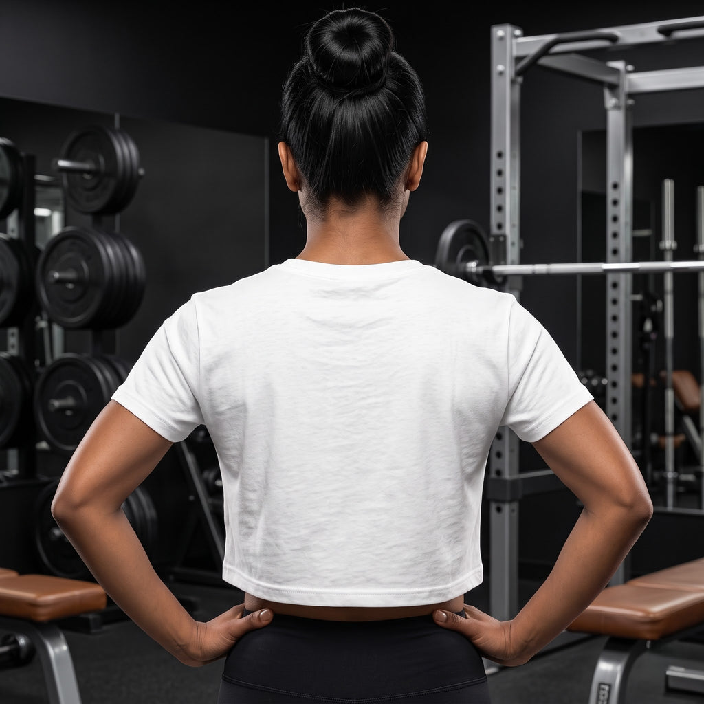 SHE LIFTS SHE LEADS Women's Crop Top - White