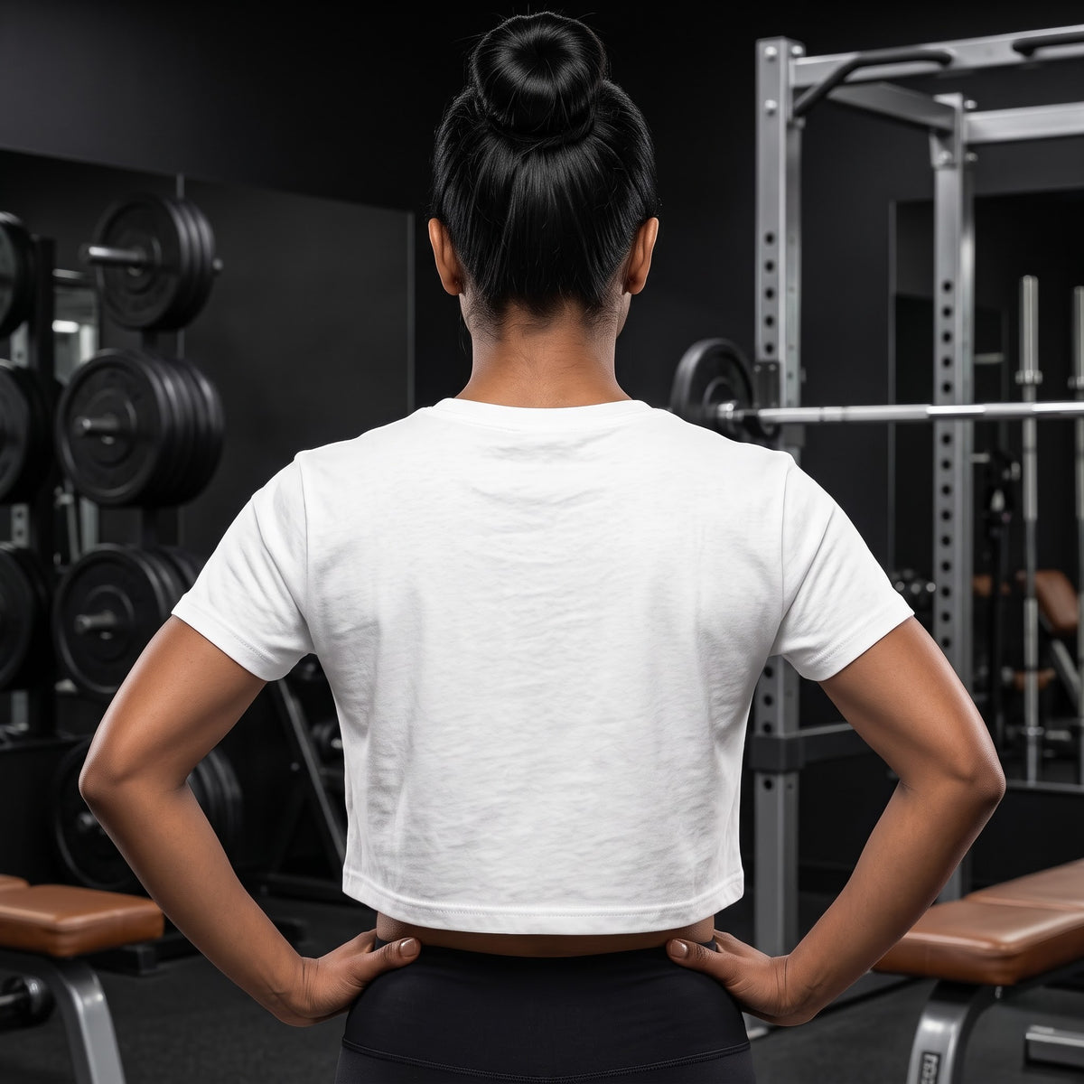 SHE LIFTS SHE LEADS Women's Crop Top - White
