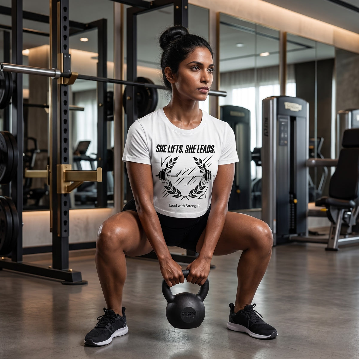 SHE LIFTS SHE LEADS Women's Crop Top - White