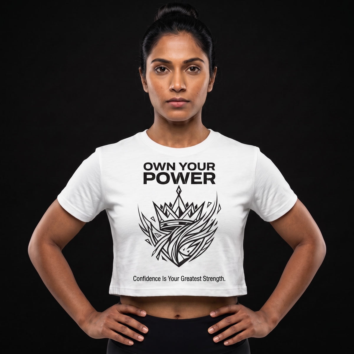 OWN YOUR POWER Women's Crop Top - White