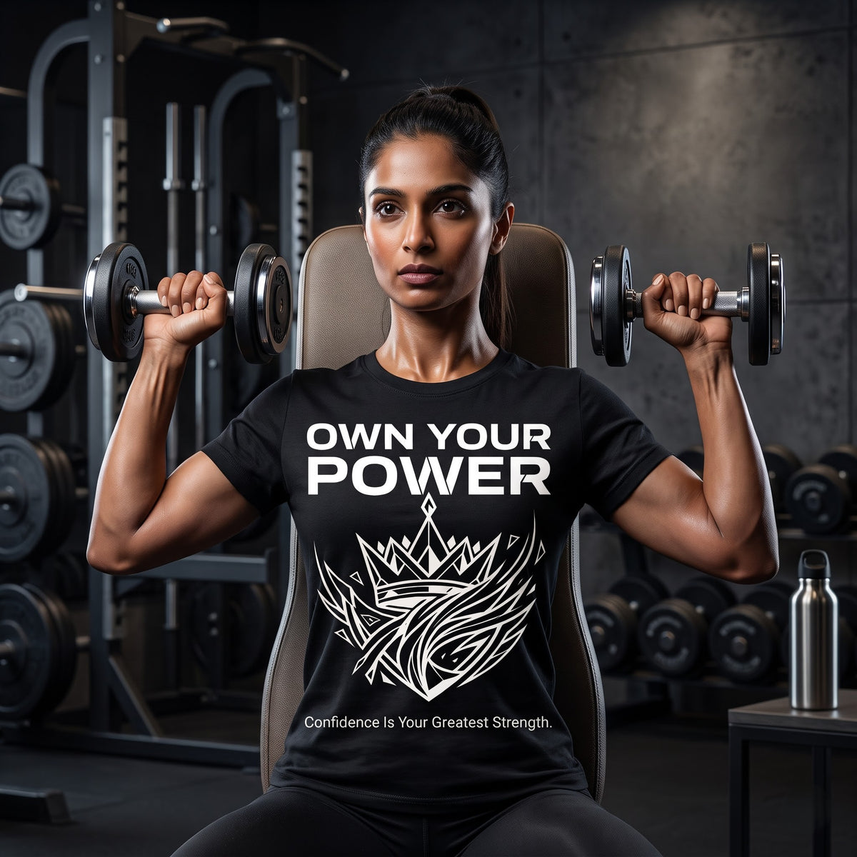 OWN YOUR POWER Women's Gym T-Shirt - Black