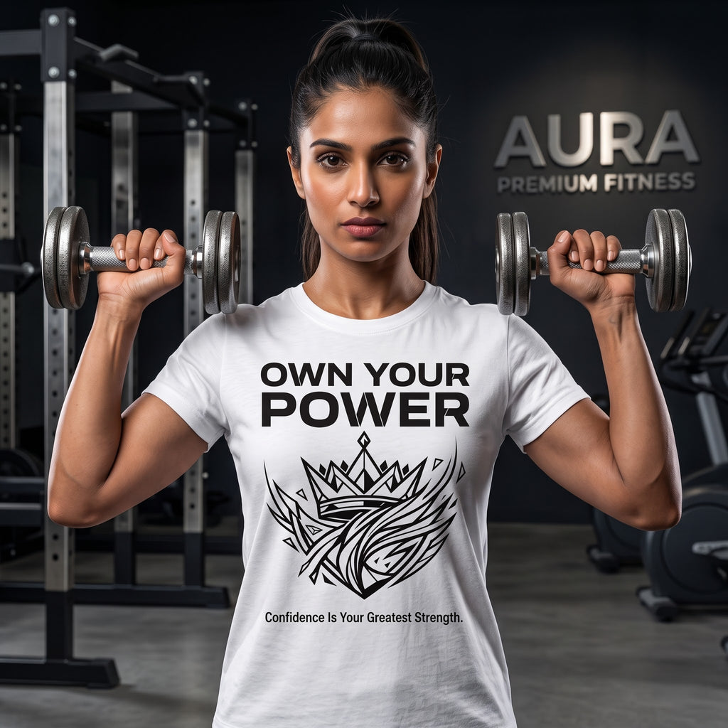 OWN YOUR POWER Women's Gym T-Shirt - White