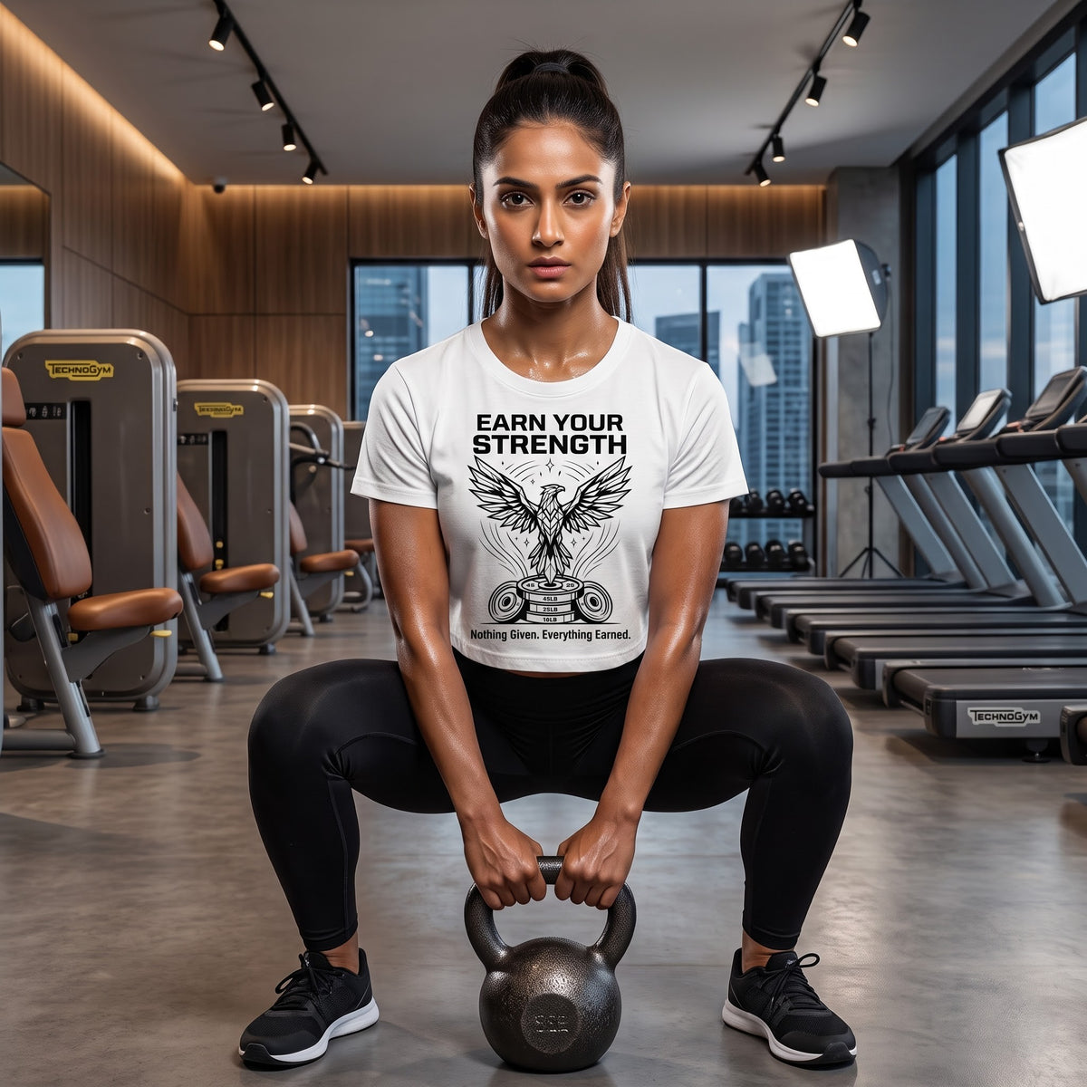 EARN YOUR STRENGTH Women's Crop Top - White