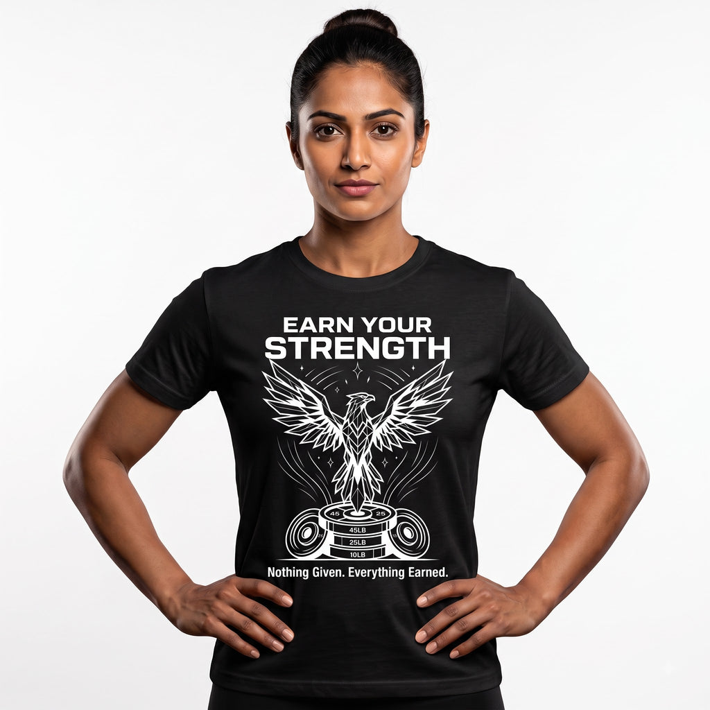 EARN YOUR STRENGTH Women's Gym T-Shirt - Black