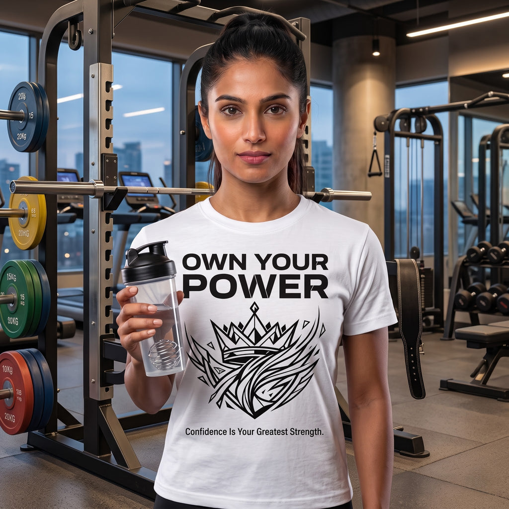 OWN YOUR POWER Women's Gym T-Shirt - White