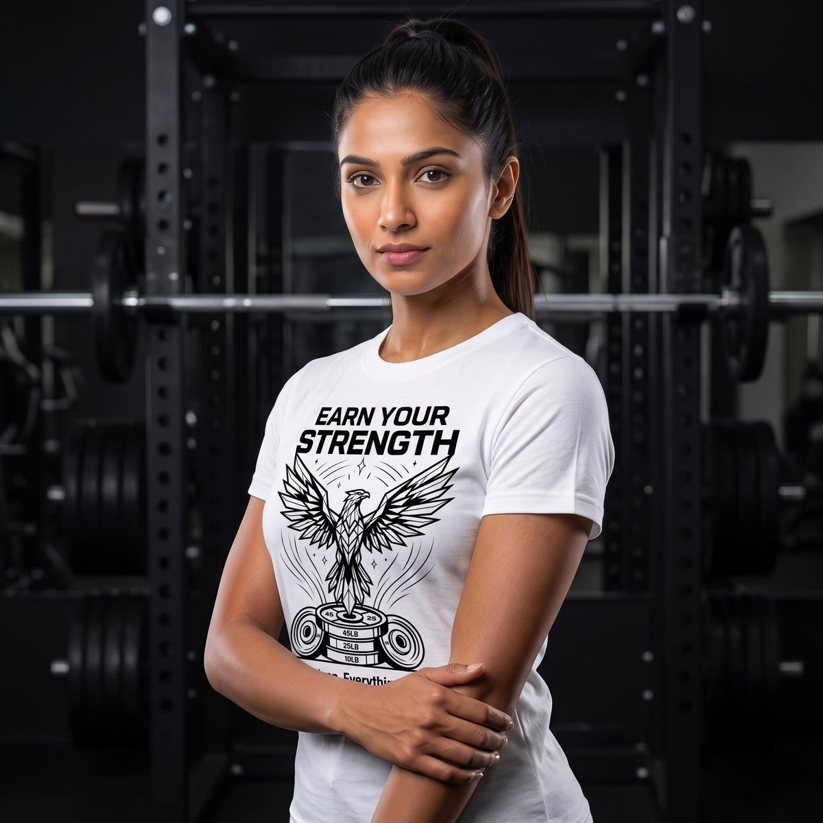 EARN YOUR STRENGTH Women's Gym T-Shirt - White