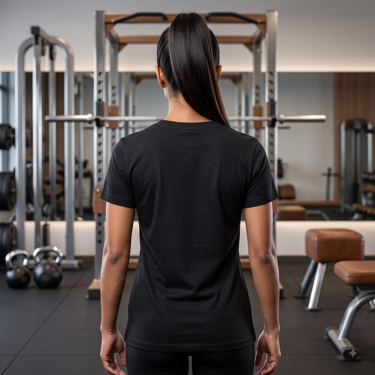 SHE LIFTS SHE LEADS Women's Gym T-Shirt - Black