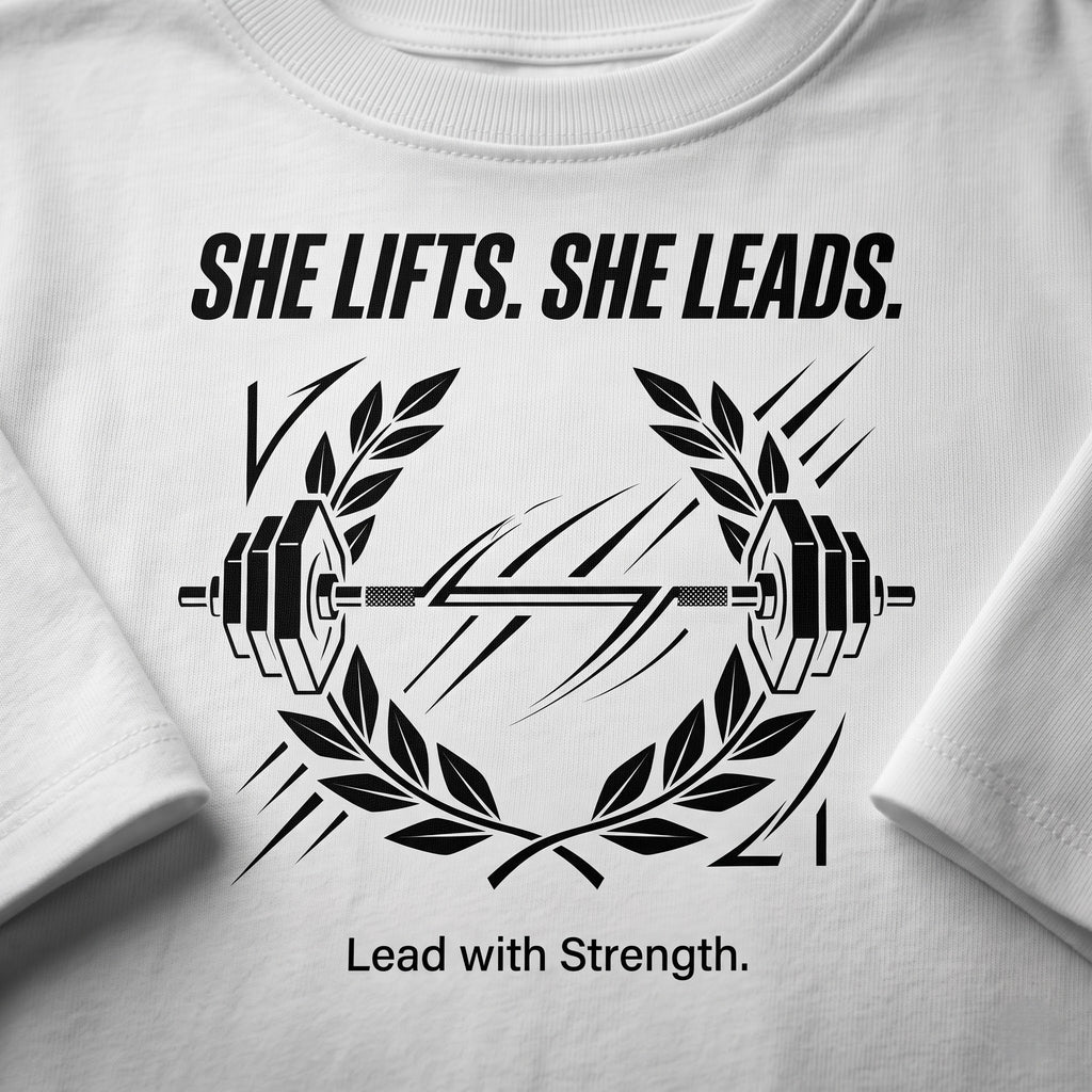 SHE LIFTS SHE LEADS Women's Crop Top - White